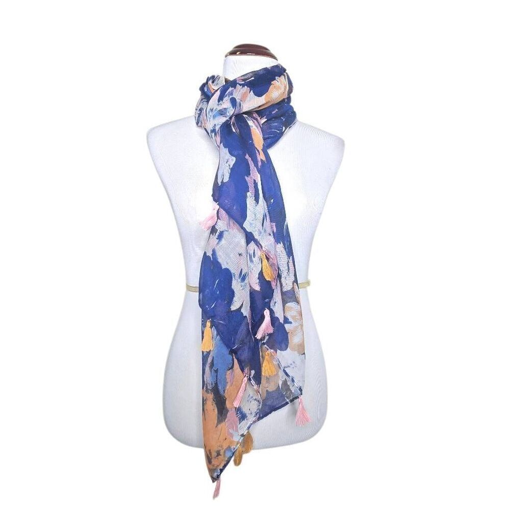 Lulla Collection by Bindya Watercolor Floral Tassle Scarf Wrap